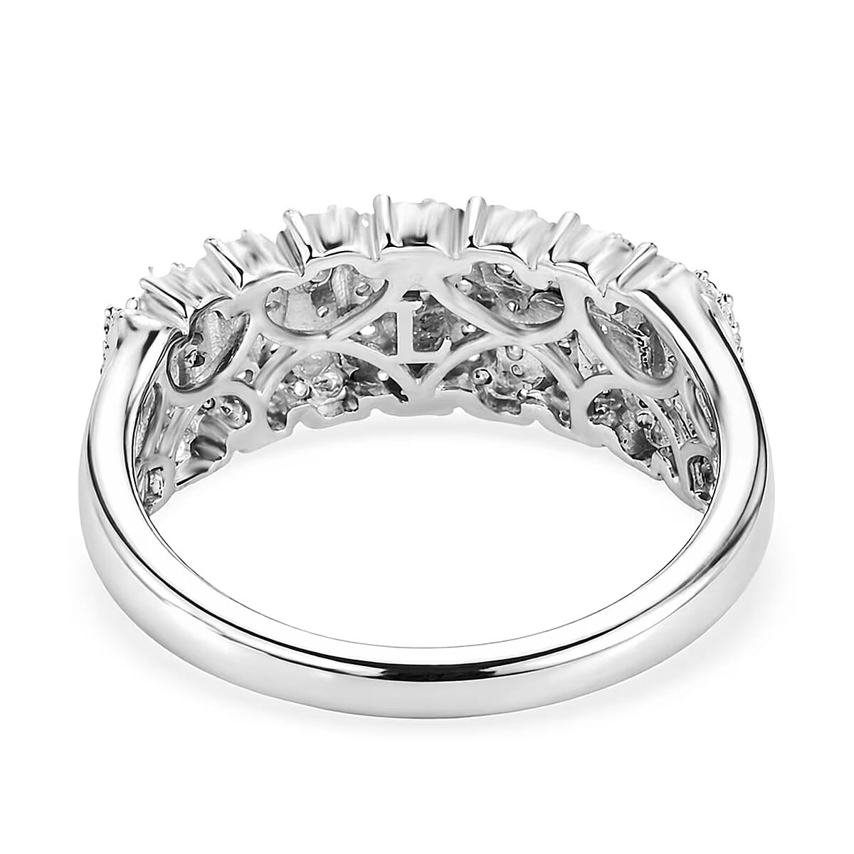 TLV Luxuriant Lab Grown Diamond (G-H, SI) Band Ring in Rhodium Over Sterling Silver (Size 10.0) 0.50 ctw image number 7