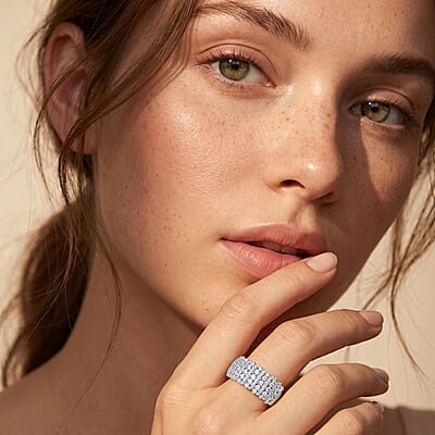 Luxuriant Lab Grown Diamond G-H SI 0.50 ctw Endless Light Flow Band Ring in Rhodium Over Sterling Silver (Size 6.0)