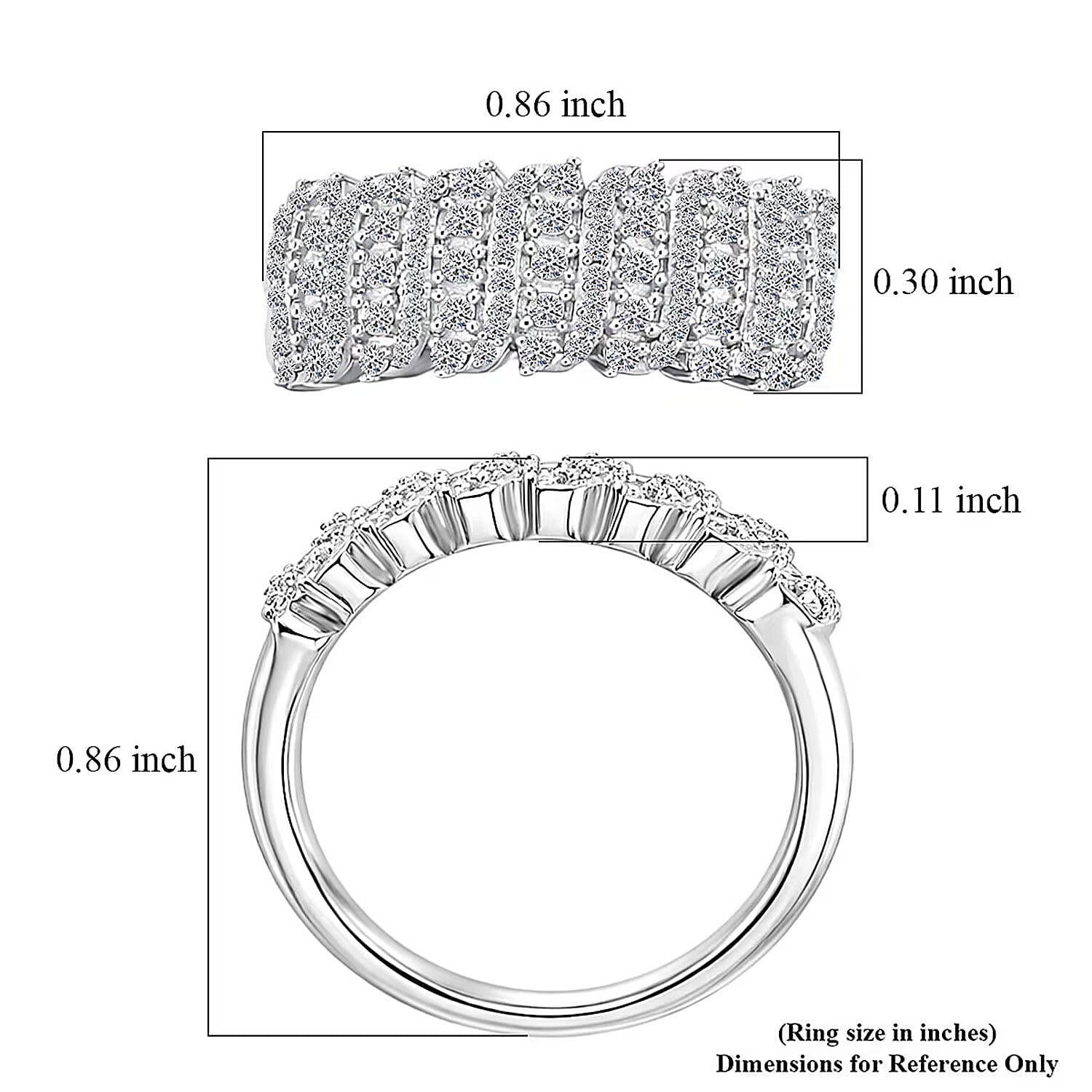 Luxuriant Lab Grown Diamond G-H SI 0.50 ctw Endless Light Flow Band Ring in Rhodium Over Sterling Silver (Size 6.0)
