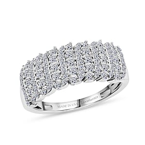 Luxuriant Lab Grown Diamond G-H SI 0.50 ctw Band Ring in Rhodium Over Sterling Silver (Size 7.0)