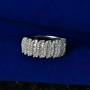 Luxuriant Lab Grown Diamond G-H SI 0.50 ctw Band Ring in Rhodium Over Sterling Silver (Size 7.0)