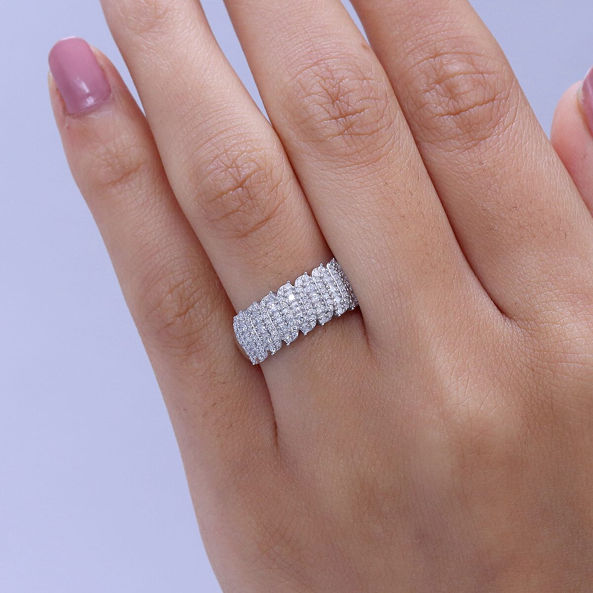 Luxuriant Lab Grown Diamond G-H SI 0.50 ctw Band Ring in Rhodium Over Sterling Silver (Size 7.0) image number 2