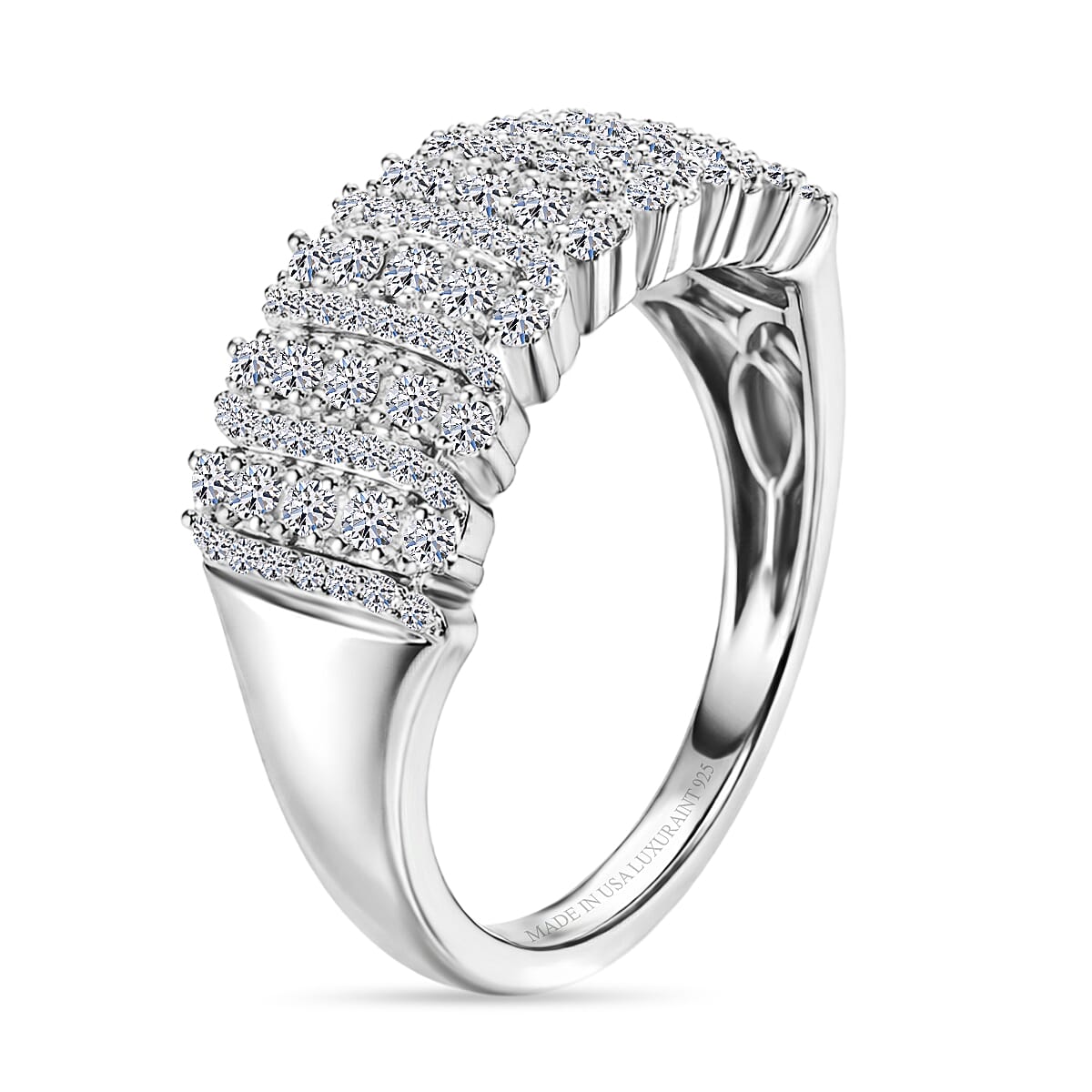 Luxuriant Lab Grown Diamond G-H SI 0.50 ctw Band Ring in Rhodium Over Sterling Silver (Size 7.0) image number 3