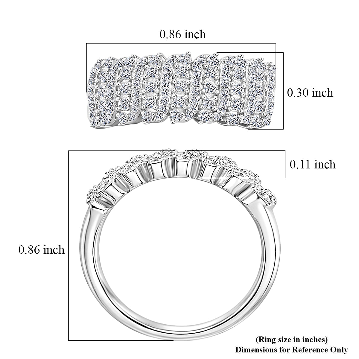 Luxuriant Lab Grown Diamond G-H SI 0.50 ctw Band Ring in Rhodium Over Sterling Silver (Size 7.0) image number 5