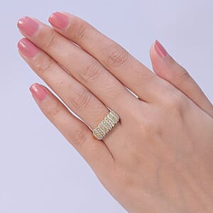 Luxuriant Lab Grown Yellow Diamond and Lab Grown Diamond SI 0.50 ctw Band Ring in 18K Vermeil Yellow Gold Over Sterling Silver (Size 7.0)