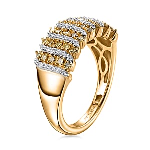 Luxuriant Lab Grown Yellow Diamond and Lab Grown Diamond SI 0.50 ctw Band Ring in 18K Vermeil Yellow Gold Over Sterling Silver (Size 7.0)