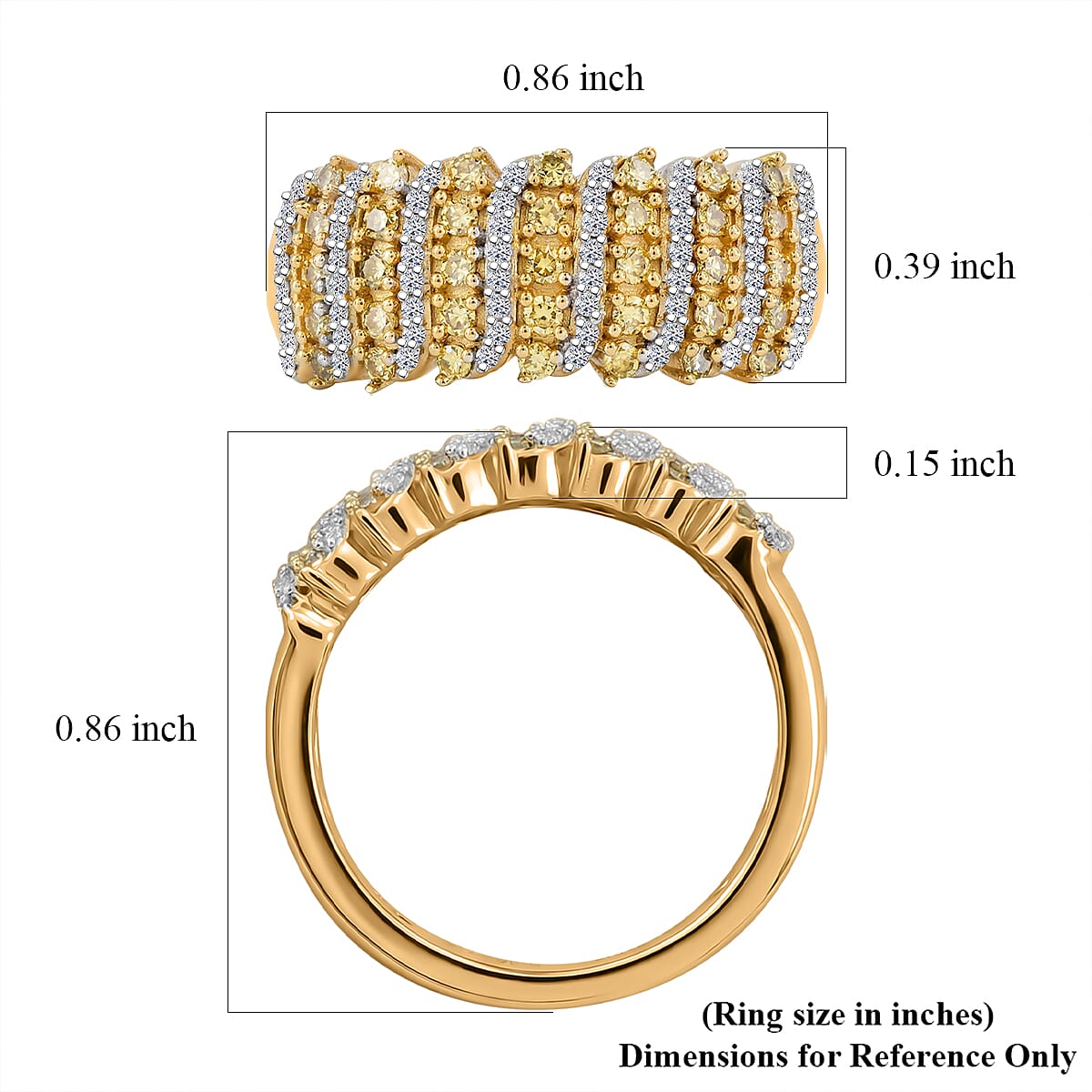 Luxuriant Lab Grown Yellow Diamond and Lab Grown Diamond SI 0.50 ctw Band Ring in 18K Vermeil Yellow Gold Over Sterling Silver (Size 7.0) image number 5
