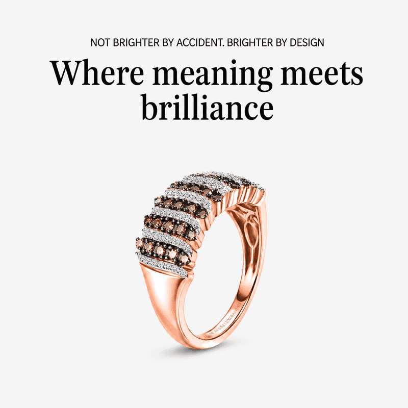 Luxuriant Lab Grown Red Diamond IR and Lab Grown Diamond SI 0.50 ctw Endless Light Flow Band Ring in 18K Vermeil Rose Gold Over Sterling Silver (Size 6.0)