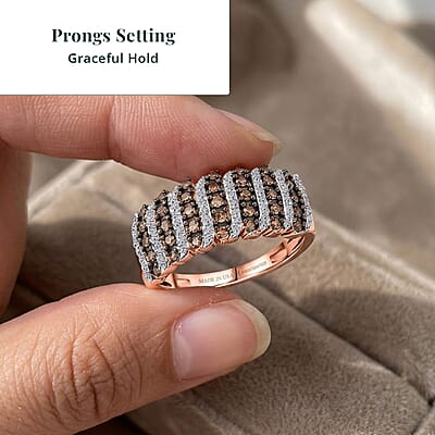 Luxuriant Lab Grown Red Diamond IR and Lab Grown Diamond SI 0.50 ctw Endless Light Flow Band Ring in 18K Vermeil Rose Gold Over Sterling Silver (Size 6.0)