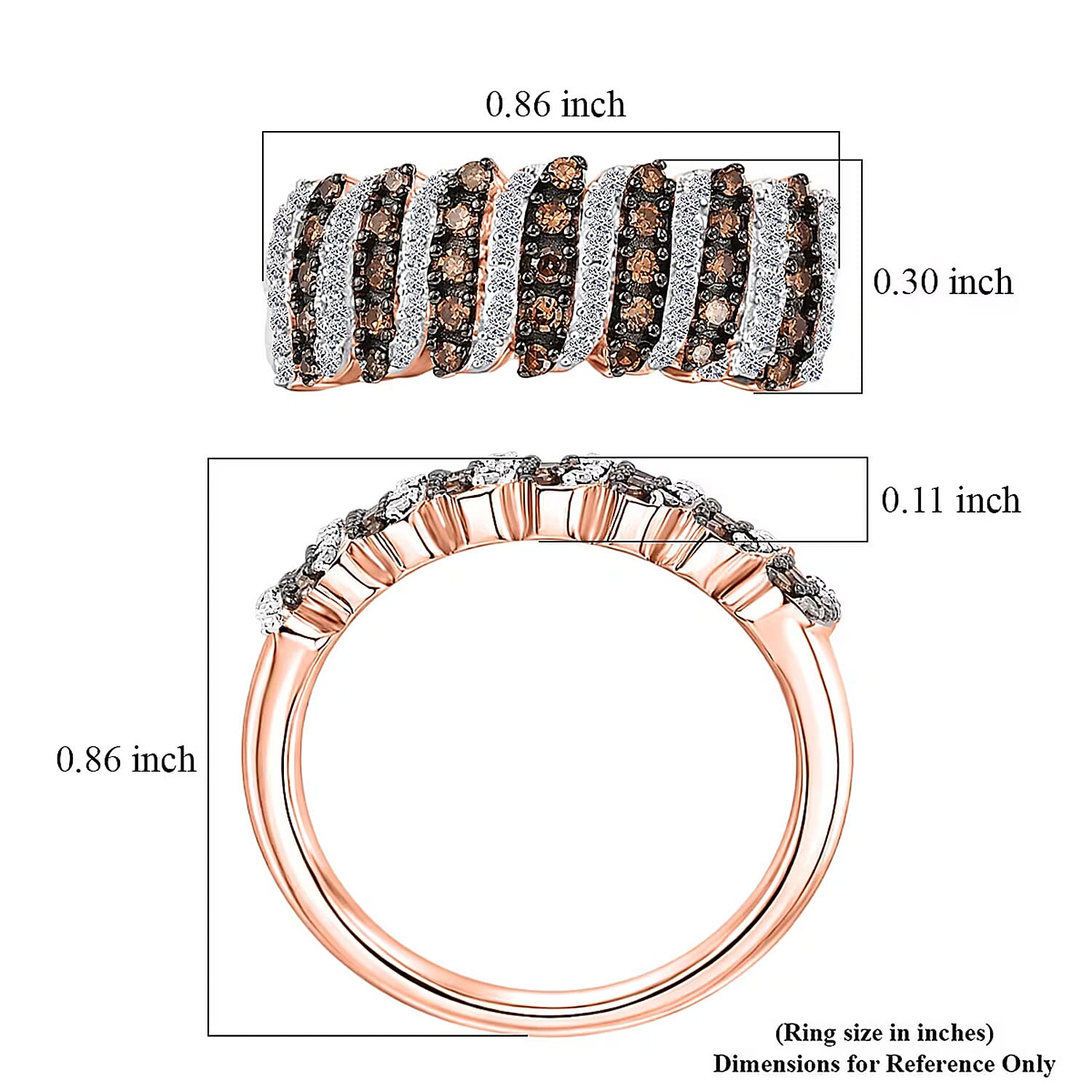 Luxuriant Lab Grown Red Diamond IR and Lab Grown Diamond SI 0.50 ctw Endless Light Flow Band Ring in 18K Vermeil Rose Gold Over Sterling Silver (Size 6.0)