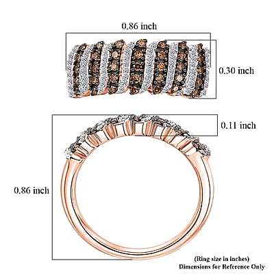 Luxuriant Lab Grown Red Diamond IR and Lab Grown Diamond SI 0.50 ctw Endless Light Flow Band Ring in 18K Vermeil Rose Gold Over Sterling Silver (Size 6.0)
