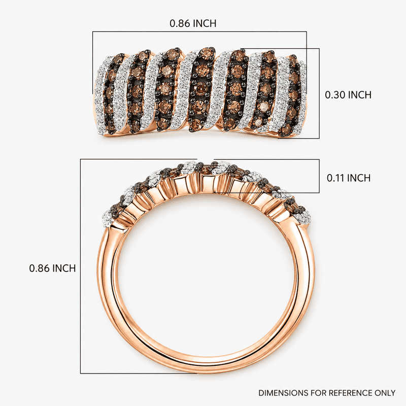 Luxuriant Lab Grown Red Diamond IR and Lab Grown Diamond SI 0.50 ctw Endless Light Flow Band Ring in 18K Vermeil Rose Gold Over Sterling Silver (Size 6.0)