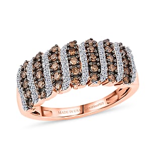 Luxuriant Lab Grown Red Diamond IR and Lab Grown Diamond SI 0.50 ctw Band Ring in 18K Vermeil Rose Gold Over Sterling Silver (Size 8.0)