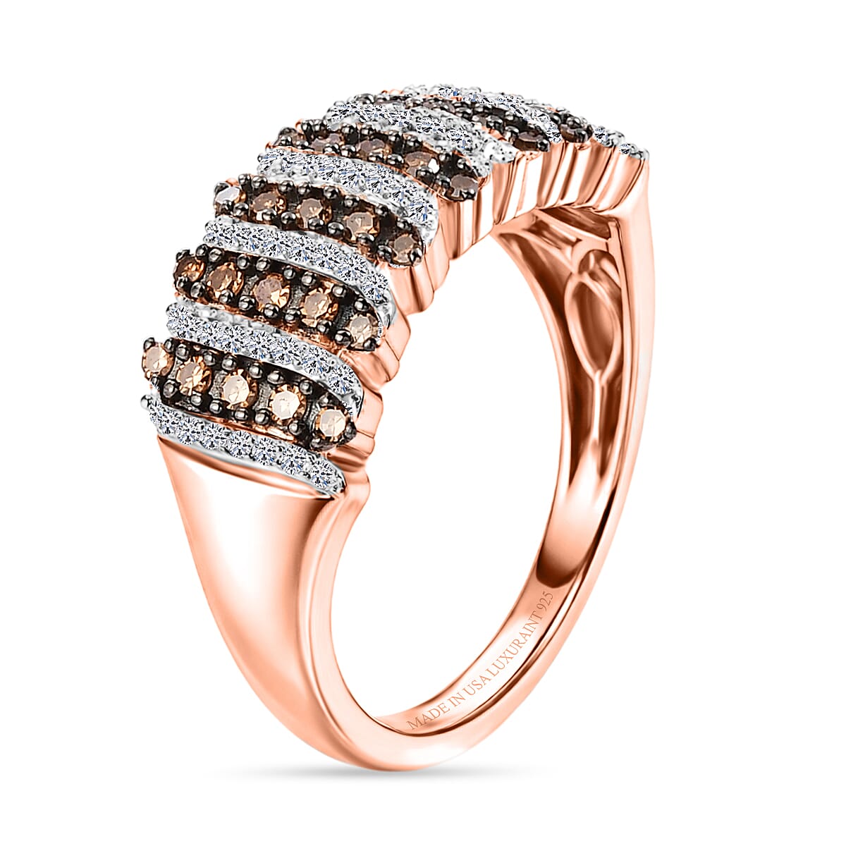 Luxuriant Lab Grown Red Diamond IR and Lab Grown Diamond SI 0.50 ctw Band Ring in 18K Vermeil Rose Gold Over Sterling Silver (Size 8.0) image number 3