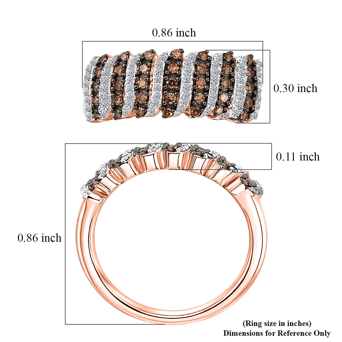 Luxuriant Lab Grown Red Diamond IR and Lab Grown Diamond SI 0.50 ctw Band Ring in 18K Vermeil Rose Gold Over Sterling Silver (Size 8.0) image number 5