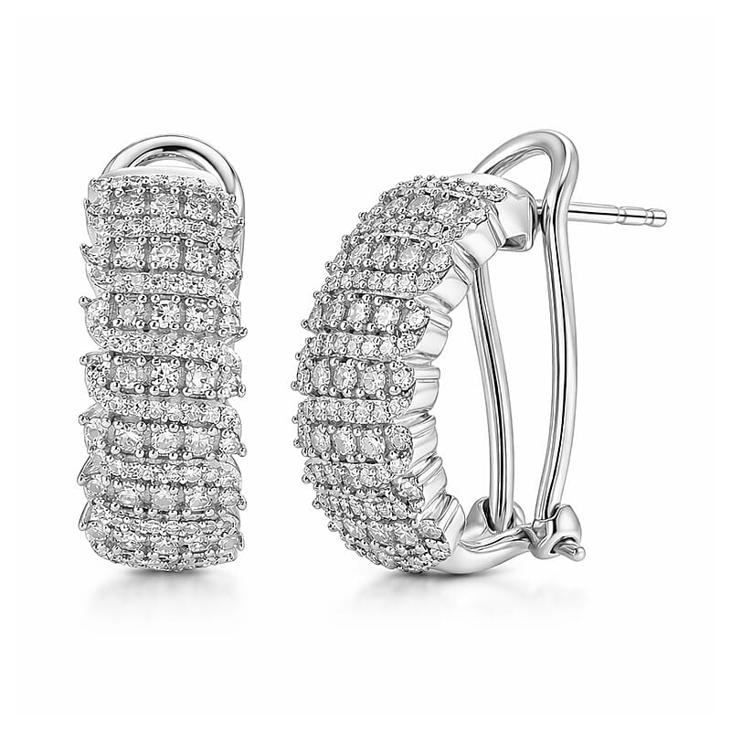 Luxuriant Lab Grown Diamond G-H SI 1.00 ctw Endless Light Flow Earrings in Rhodium Over Sterling Silver