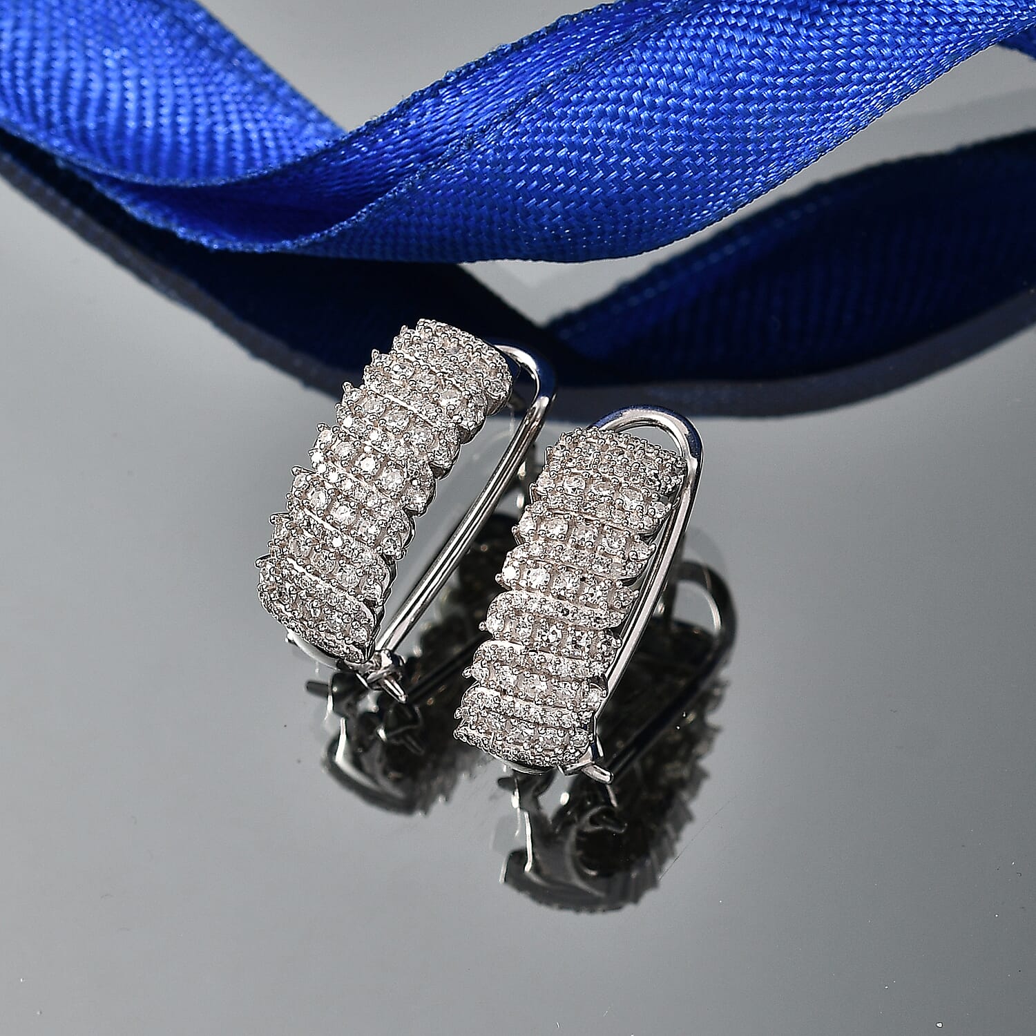 Luxuriant Lab Grown Diamond G-H SI 1.00 ctw Endless Light Flow Earrings in Rhodium Over Sterling Silver