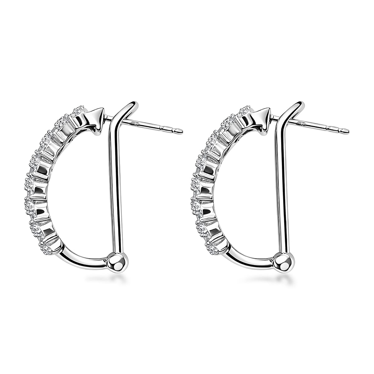 Luxuriant Lab Grown Diamond G-H SI 1.00 ctw Endless Light Flow Earrings in Rhodium Over Sterling Silver