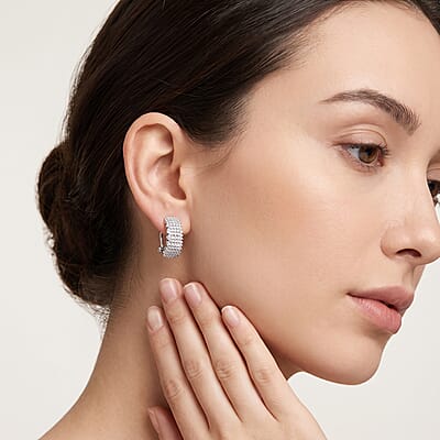 Luxuriant Lab Grown Diamond G-H SI 1.00 ctw Endless Light Flow Earrings in Rhodium Over Sterling Silver