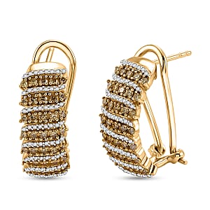 Luxuriant Lab Grown Yellow Diamond and Lab Grown Diamond SI 1.00 ctw Earrings in 18K Vermeil Yellow Gold Over Sterling Silver