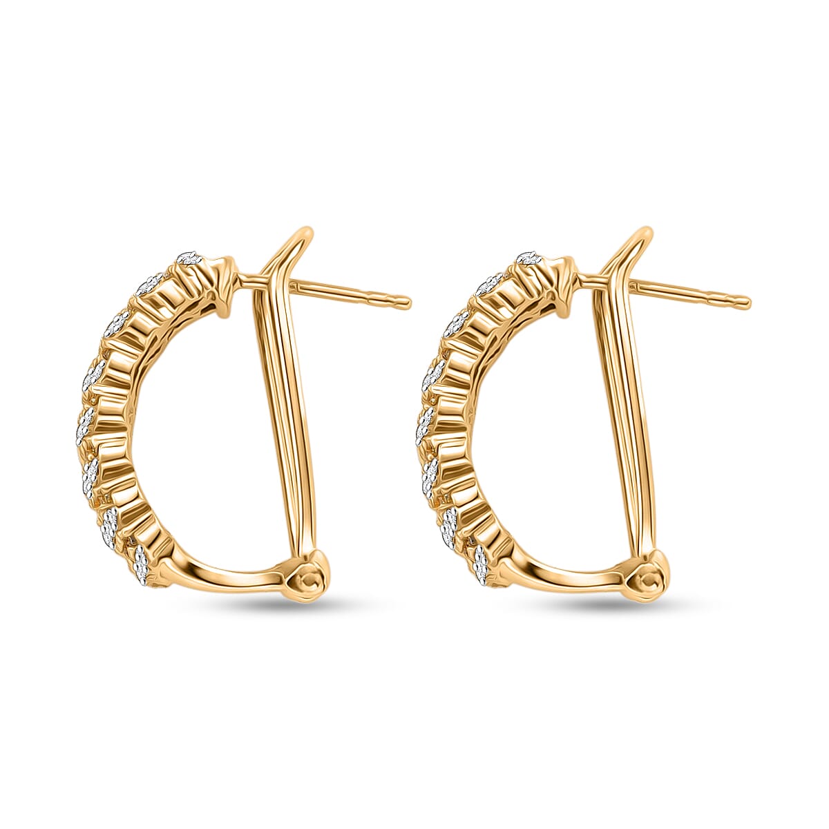 Luxuriant Lab Grown Yellow Diamond and Lab Grown Diamond SI 1.00 ctw Earrings in 18K Vermeil Yellow Gold Over Sterling Silver image number 3