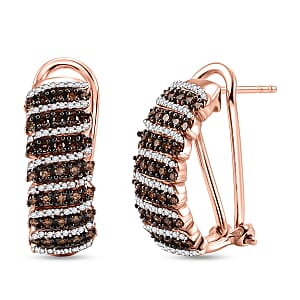 Luxuriant Lab Grown Red Diamond and Lab Grown Diamond SI 1.00 ctw Earrings in 18K Vermeil Rose Gold Over Sterling Silver