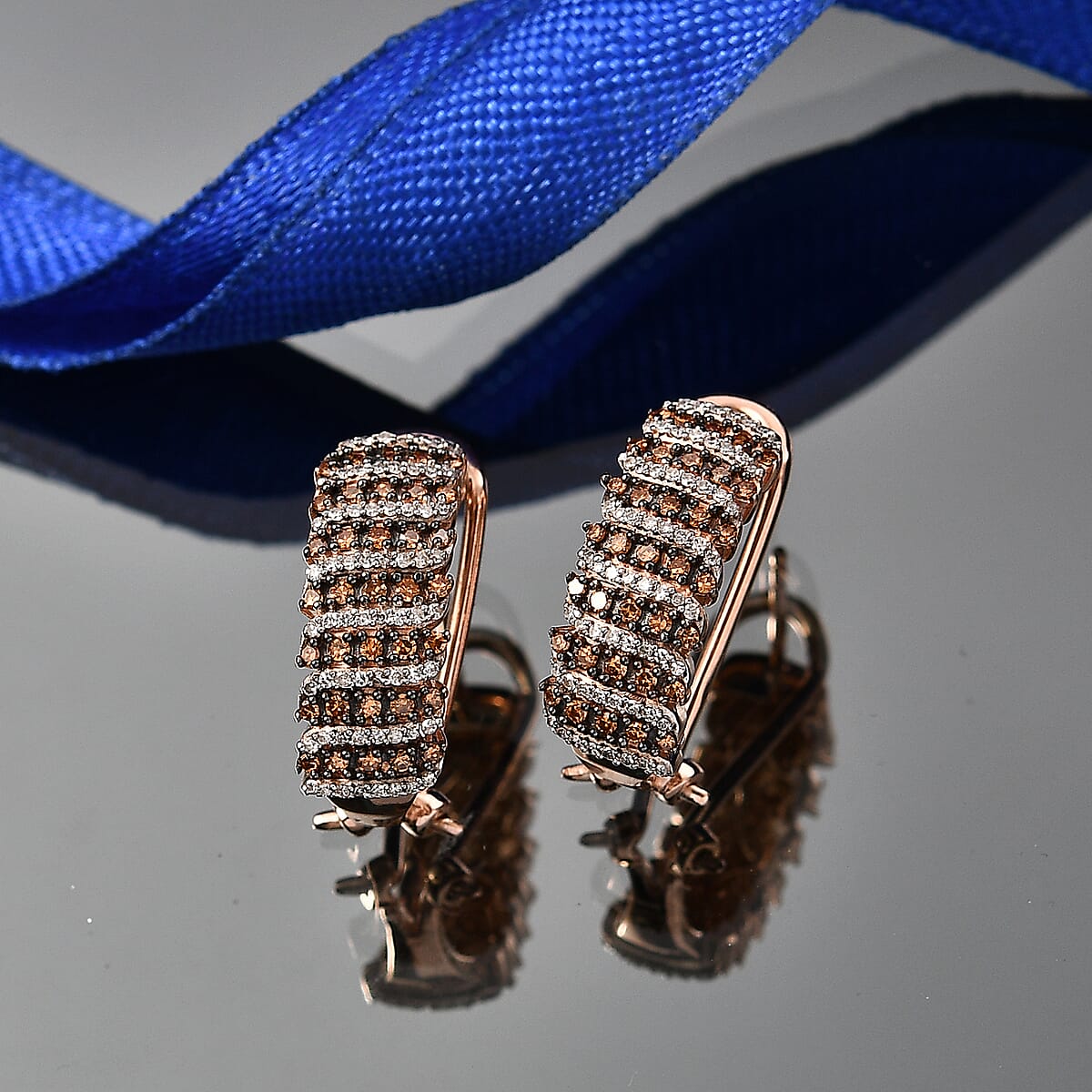 Luxuriant Lab Grown Red Diamond and Lab Grown Diamond SI 1.00 ctw Earrings in 18K Vermeil Rose Gold Over Sterling Silver image number 1