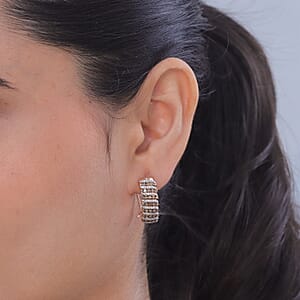 Luxuriant Lab Grown Red Diamond and Lab Grown Diamond SI 1.00 ctw Earrings in 18K Vermeil Rose Gold Over Sterling Silver