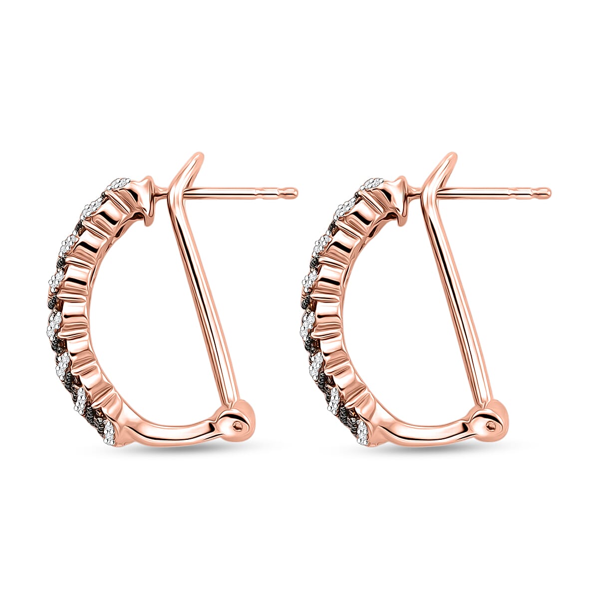 Luxuriant Lab Grown Red Diamond and Lab Grown Diamond SI 1.00 ctw Earrings in 18K Vermeil Rose Gold Over Sterling Silver image number 3