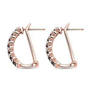 Luxuriant Lab Grown Red Diamond and Lab Grown Diamond SI 1.00 ctw Earrings in 18K Vermeil Rose Gold Over Sterling Silver