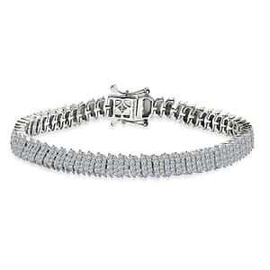 Luxuriant Lab Grown Diamond G-H SI 3.40 ctw Bracelet in Rhodium Over Sterling Silver (7.25 In)