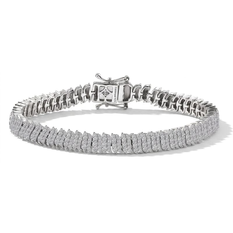 Luxuriant Lab Grown Diamond G-H SI 3.00 ctw Endless Light Flow Bracelet in Rhodium Over Sterling Silver (7.25 In)