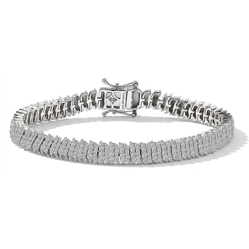 Luxuriant Lab Grown Diamond G-H SI 3.00 ctw Endless Light Flow Bracelet in Rhodium Over Sterling Silver (7.25 In)