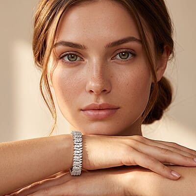 Luxuriant Lab Grown Diamond G-H SI 3.00 ctw Endless Light Flow Bracelet in Rhodium Over Sterling Silver (7.25 In)