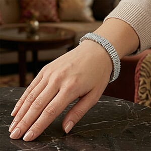 Luxuriant Lab Grown Diamond G-H SI 3.40 ctw Bracelet in Rhodium Over Sterling Silver (7.25 In)