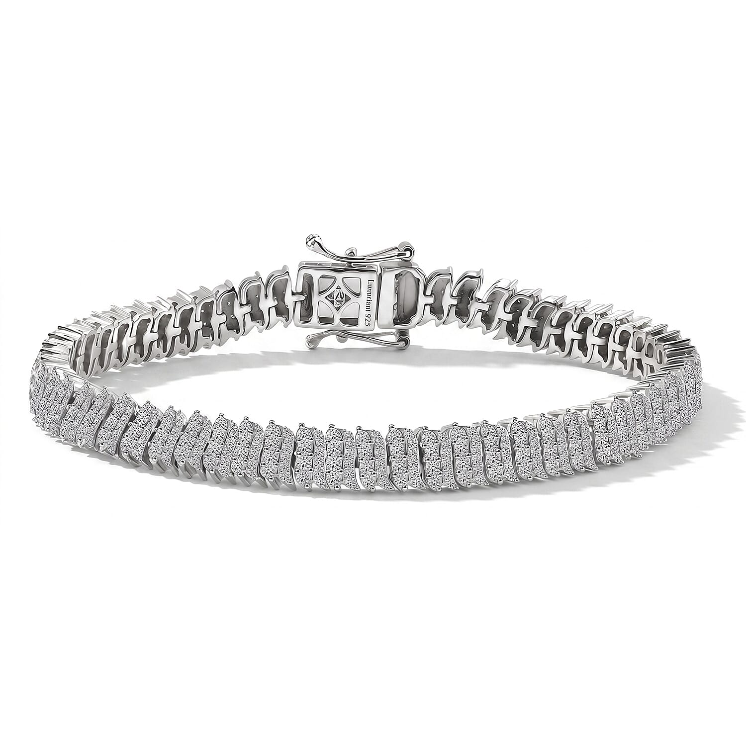 Luxuriant Lab Grown Diamond G-H SI 2.50 ctw Endless Light Flow Bracelet in Rhodium Over Sterling Silver (6.50 In)