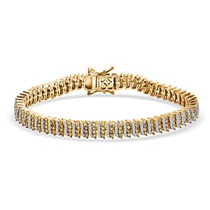 Luxuriant Lab Grown Yellow Diamond and Lab Grown Diamond SI 3.00 ctw Bracelet in 18K Vermeil Yellow Gold Over Sterling Silver (7.25 In)