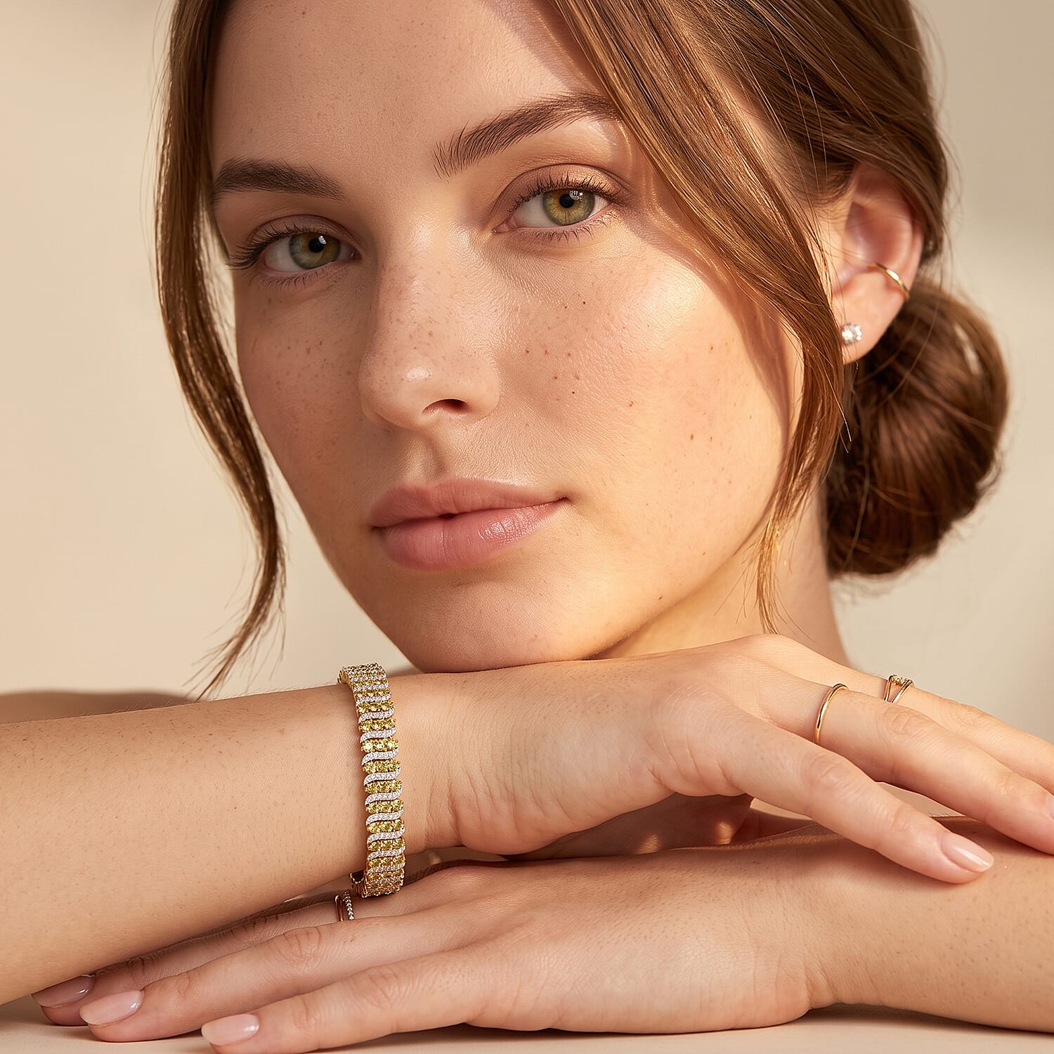 Luxuriant Lab Grown Yellow Diamond IR and Lab Grown Diamond SI 3.20 ctw Endless Light Flow Bracelet in 18K Vermeil Yellow Gold Over Sterling Silver (7.25 In)
