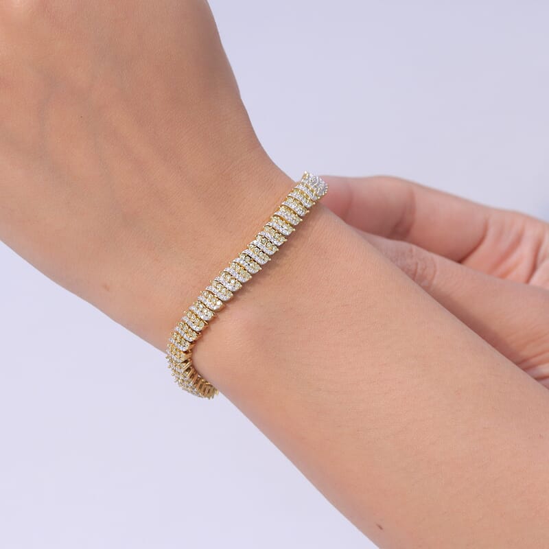 Luxuriant Lab Grown Yellow Diamond IR and Lab Grown Diamond SI 3.20 ctw Endless Light Flow Bracelet in 18K Vermeil Yellow Gold Over Sterling Silver (7.25 In)