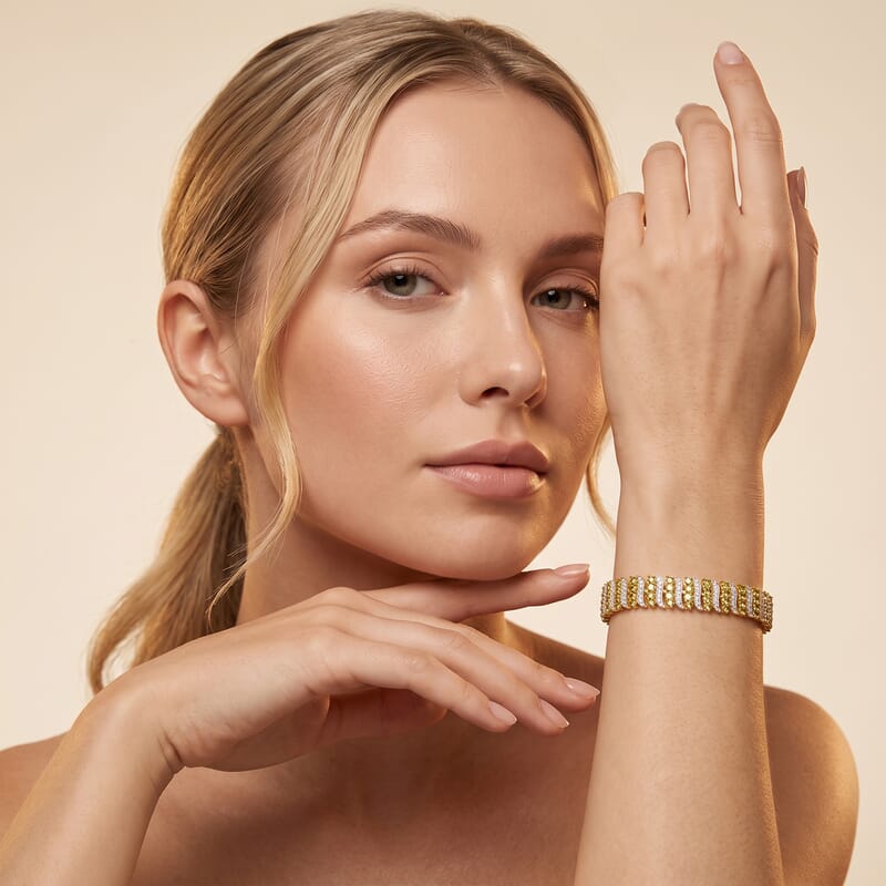 Luxuriant Lab Grown Yellow Diamond IR and Lab Grown Diamond SI 3.20 ctw Endless Light Flow Bracelet in 18K Vermeil Yellow Gold Over Sterling Silver (7.25 In)