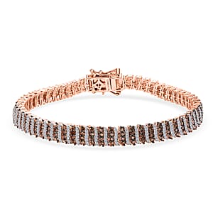 Luxuriant Lab Grown Red Diamond and Lab Grown Diamond SI 3.00 ctw Bracelet in 18K Vermeil Rose Gold Over Sterling Silver (7.25 In)