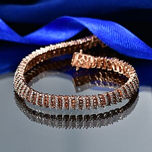 Luxuriant Lab Grown Red Diamond and Lab Grown Diamond SI 3.00 ctw Bracelet in 18K Vermeil Rose Gold Over Sterling Silver (7.25 In)