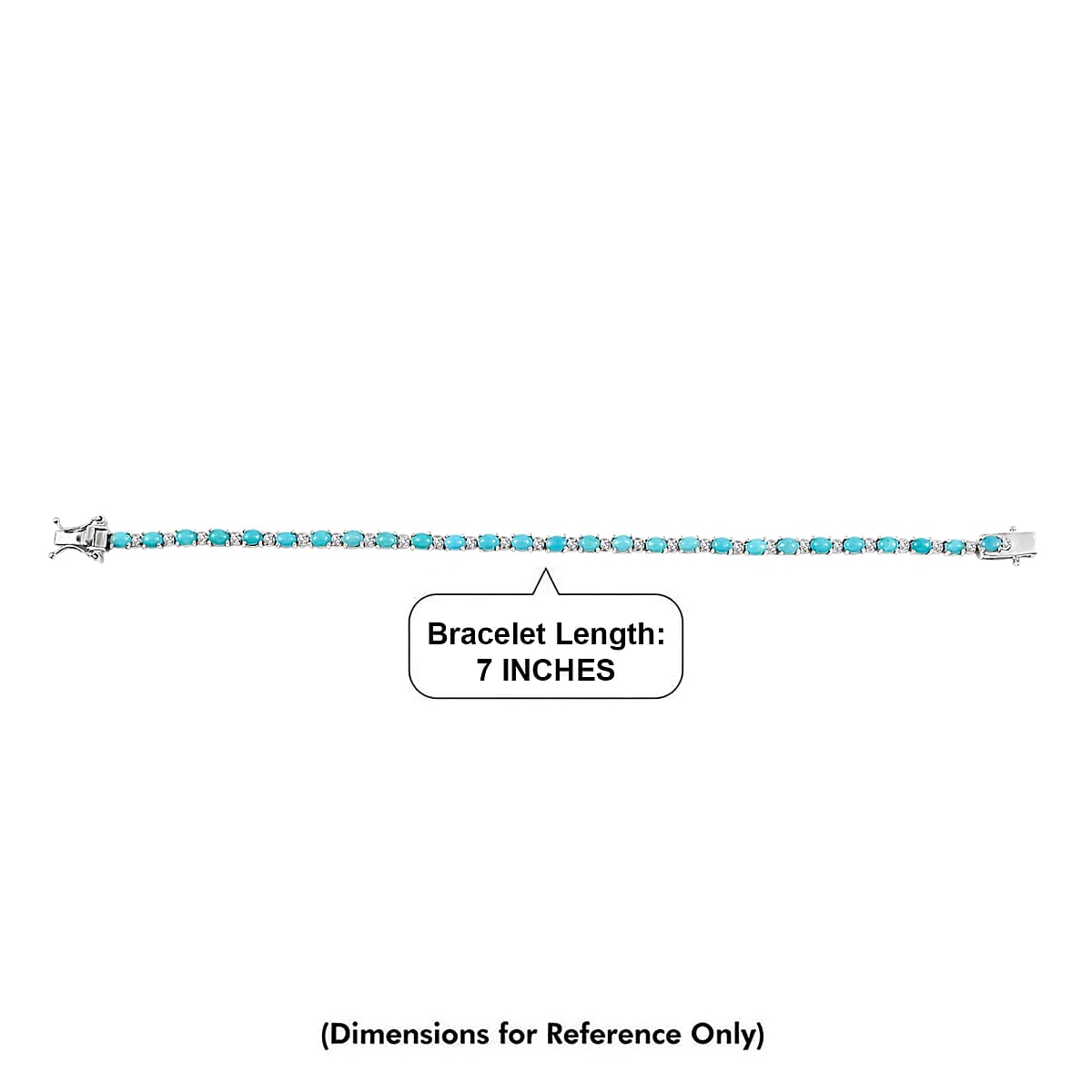 Premium Sleeping Beauty Turquoise, Luxuriant Lab Grown Diamond (0.40 cts) (I3) Bracelet in Rhodium Over Sterling Silver (7.25 In) 4.50 ctw image number 4