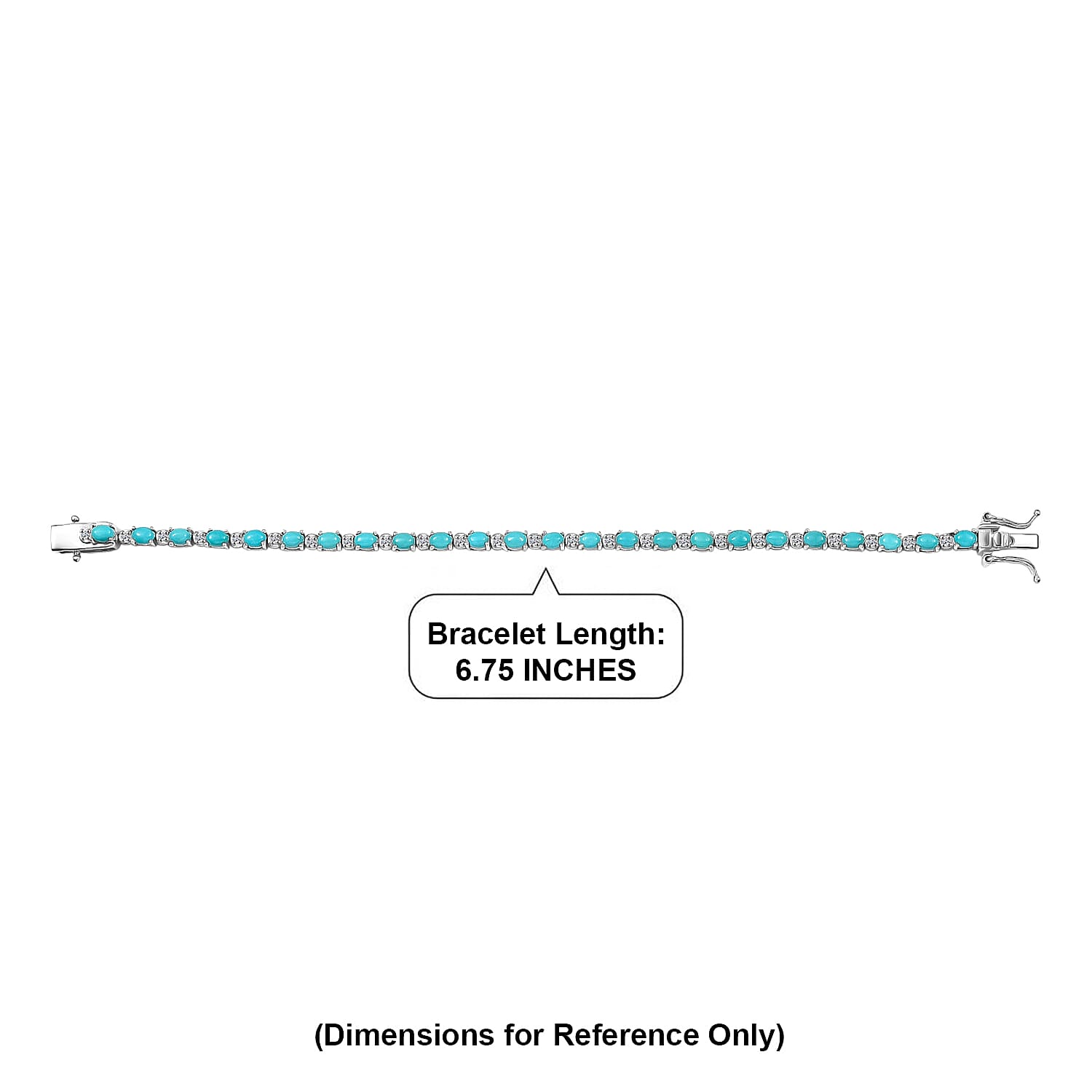 Premium Sleeping Beauty Turquoise and Luxuriant Lab Grown Diamond G-H SI 4.00 ctw Skyline Legacy Bracelet in Rhodium Over Sterling Silver (6.50 In)