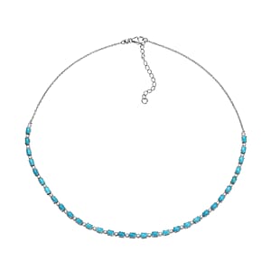 Premium Sleeping Beauty Turquoise and Luxuriant Lab Grown Diamond G-H SI 8.50 ctw Skyline Legacy Necklace in Rhodium Over Sterling Silver 18-20 Inches