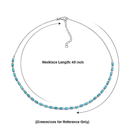 Premium Sleeping Beauty Turquoise and Luxuriant Lab Grown Diamond G-H SI 8.50 ctw Skyline Legacy Necklace in Rhodium Over Sterling Silver 18-20 Inches