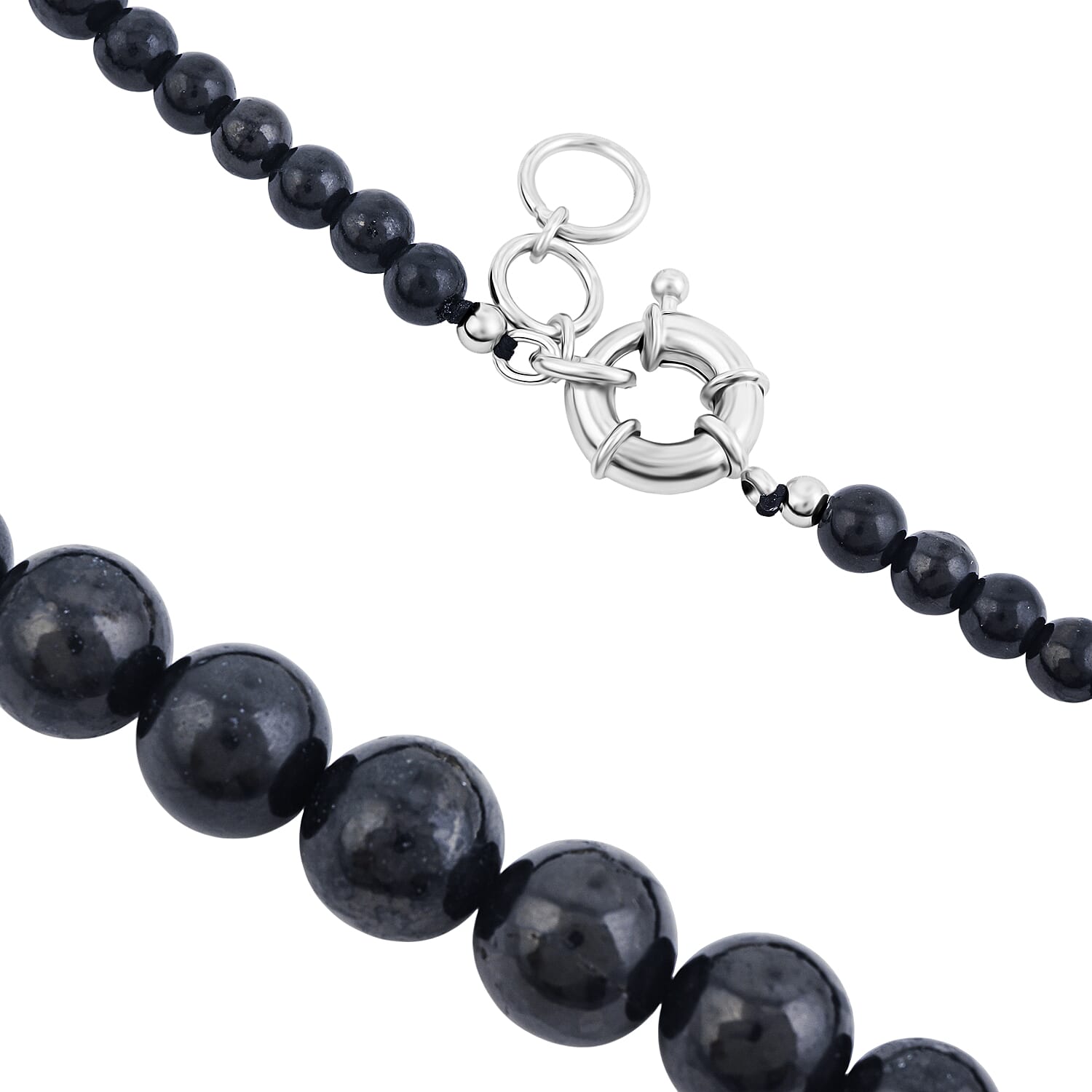 EverTrue Shungite 295.00 ctw Beaded Necklace in Platinum Bond 18 Inches