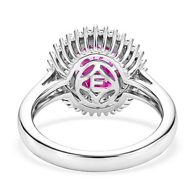 EverTrue African Lilac Quartz (Triplet) and White Zircon 4.70 ctw Bloom Glow Ring in Platinum Bond (Size 10.0)