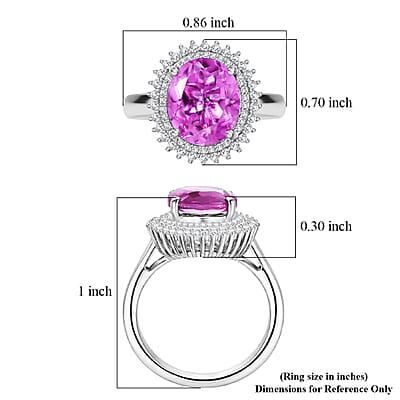 EverTrue African Lilac Quartz (Triplet) and White Zircon 4.70 ctw Bloom Glow Ring in Platinum Bond (Size 10.0)