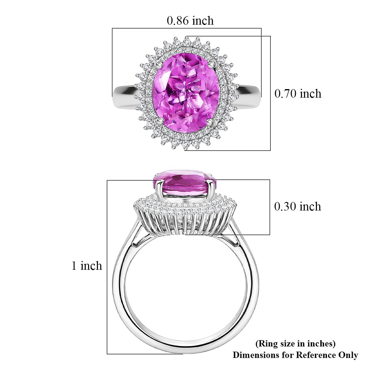 EverTrue African Lilac Quartz, White Zircon Ring in Platinum Bond (Size 10.0) 4.70 ctw image number 5